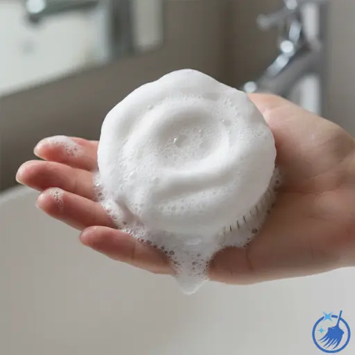 Applying Cleanser on Makeup Brush