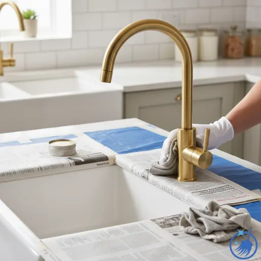 Clean brass handles and fixtures in place