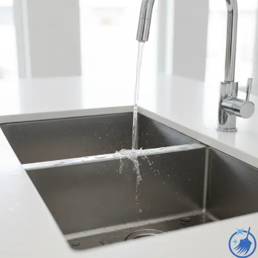 Clearing and Rinsing a Stainless Steel Sink