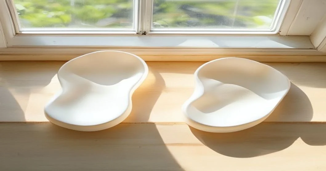 Shoe insoles standing upright to air-dry by a window and fan