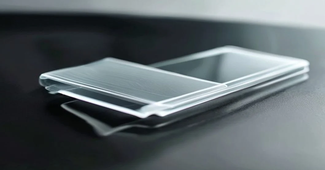 Lifting a screen protector corner with a card to remove trapped dust