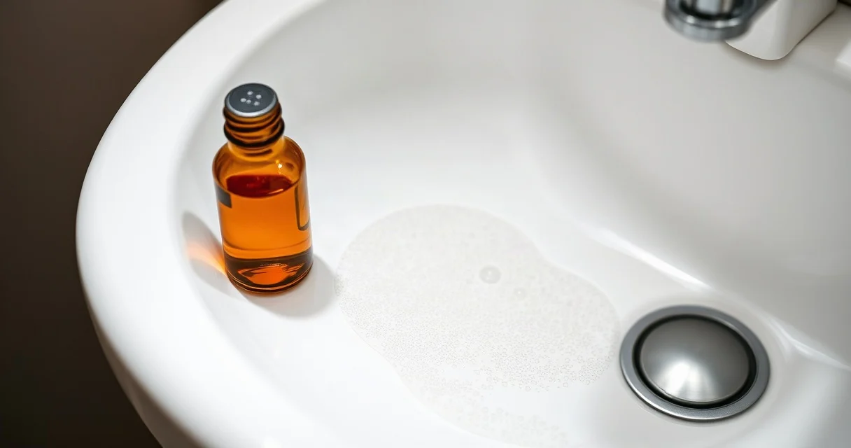 Hydrogen peroxide fizzing on a sink - the freshness test