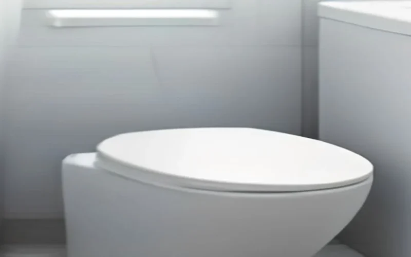 A clean modern toilet with the lid closed in a bright bathroom