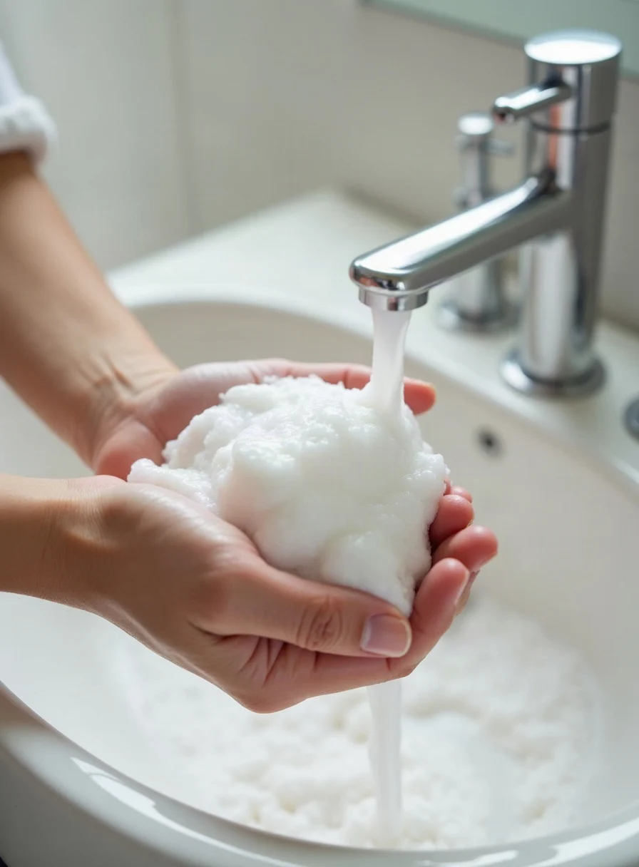 Washing hands with soap