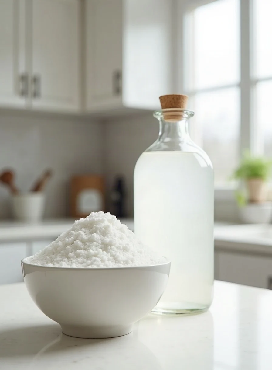 Baking soda and vinegar on a counter