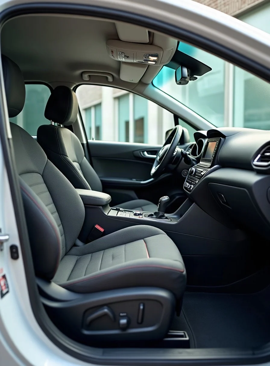 The clean valeted seats and console of a car interior