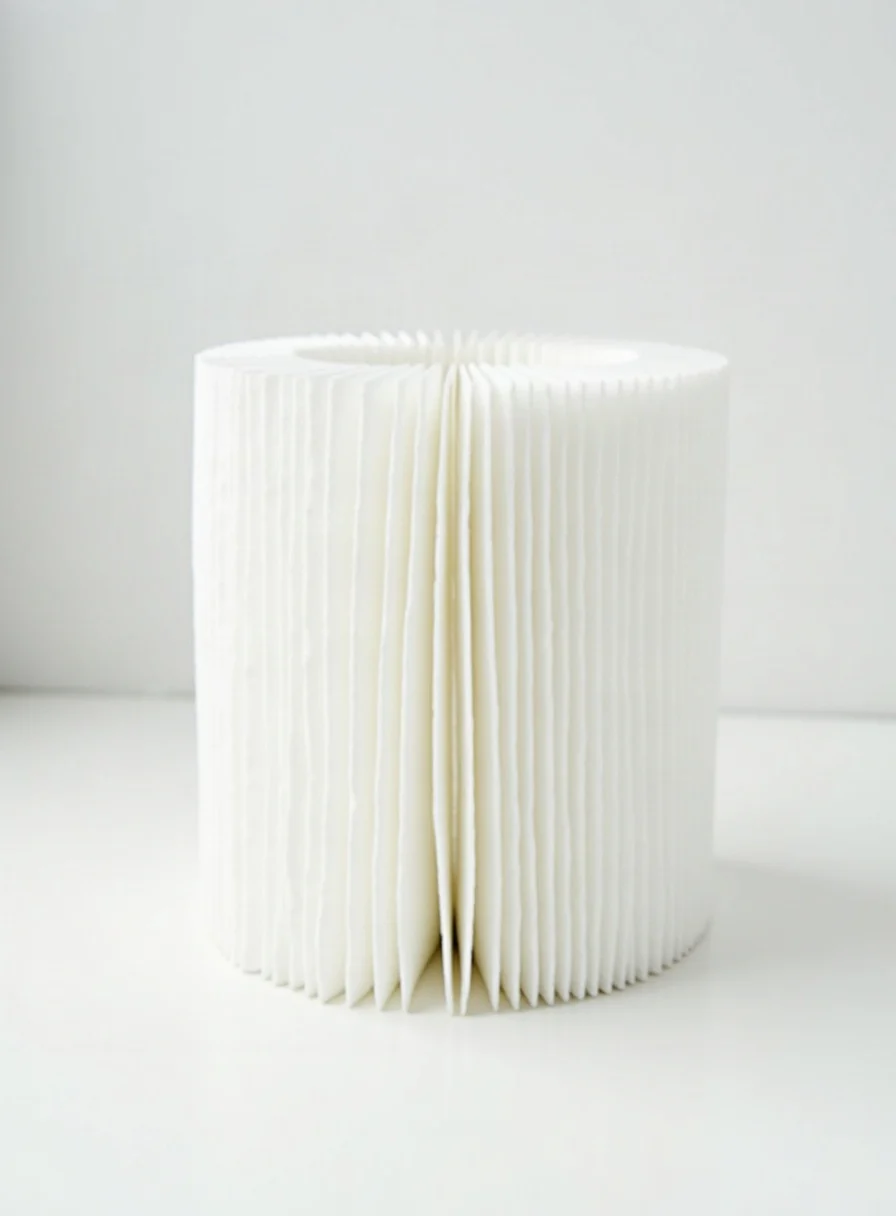 A clean round vacuum cleaner cartridge filter