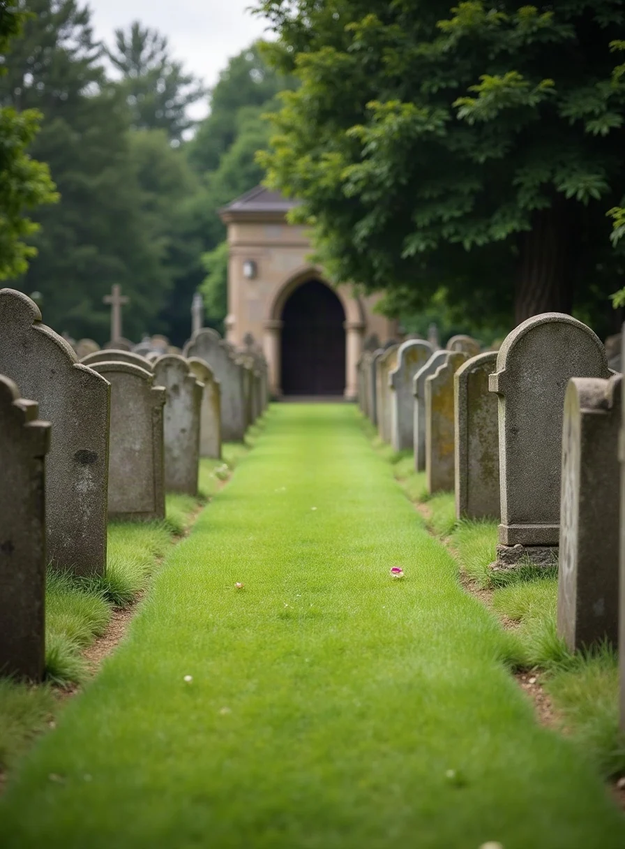 A UK churchyard with headstones
