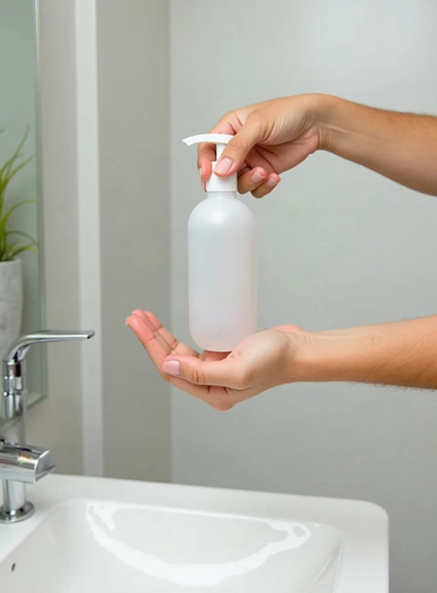 Using hand sanitiser gel