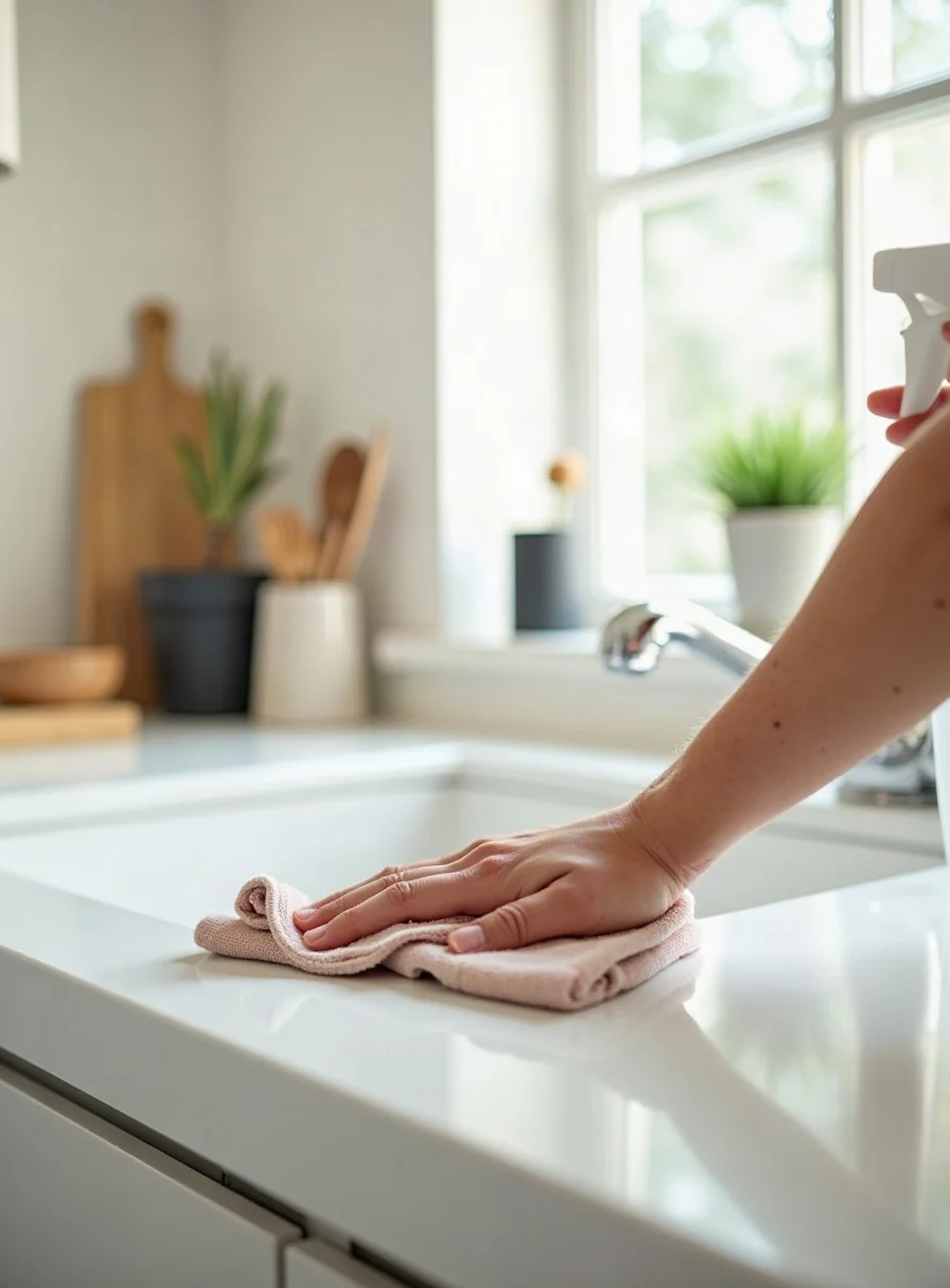 Disinfecting a kitchen surface