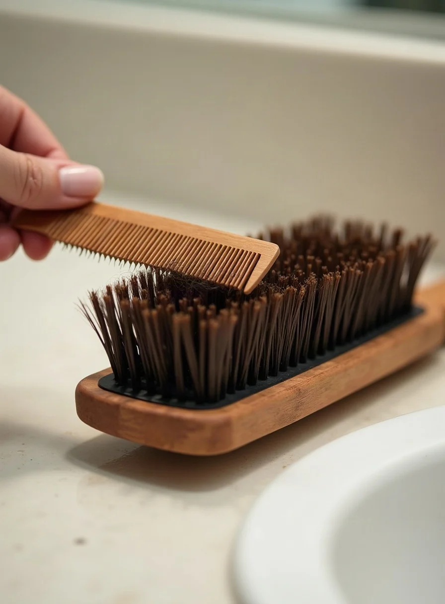 Cleaning a hairbrush