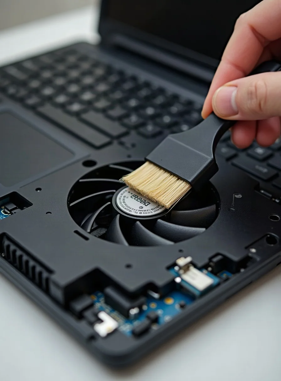 Cleaning a laptop fan