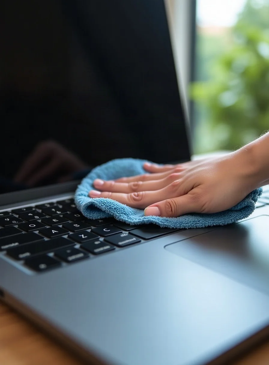 Wiping a laptop screen