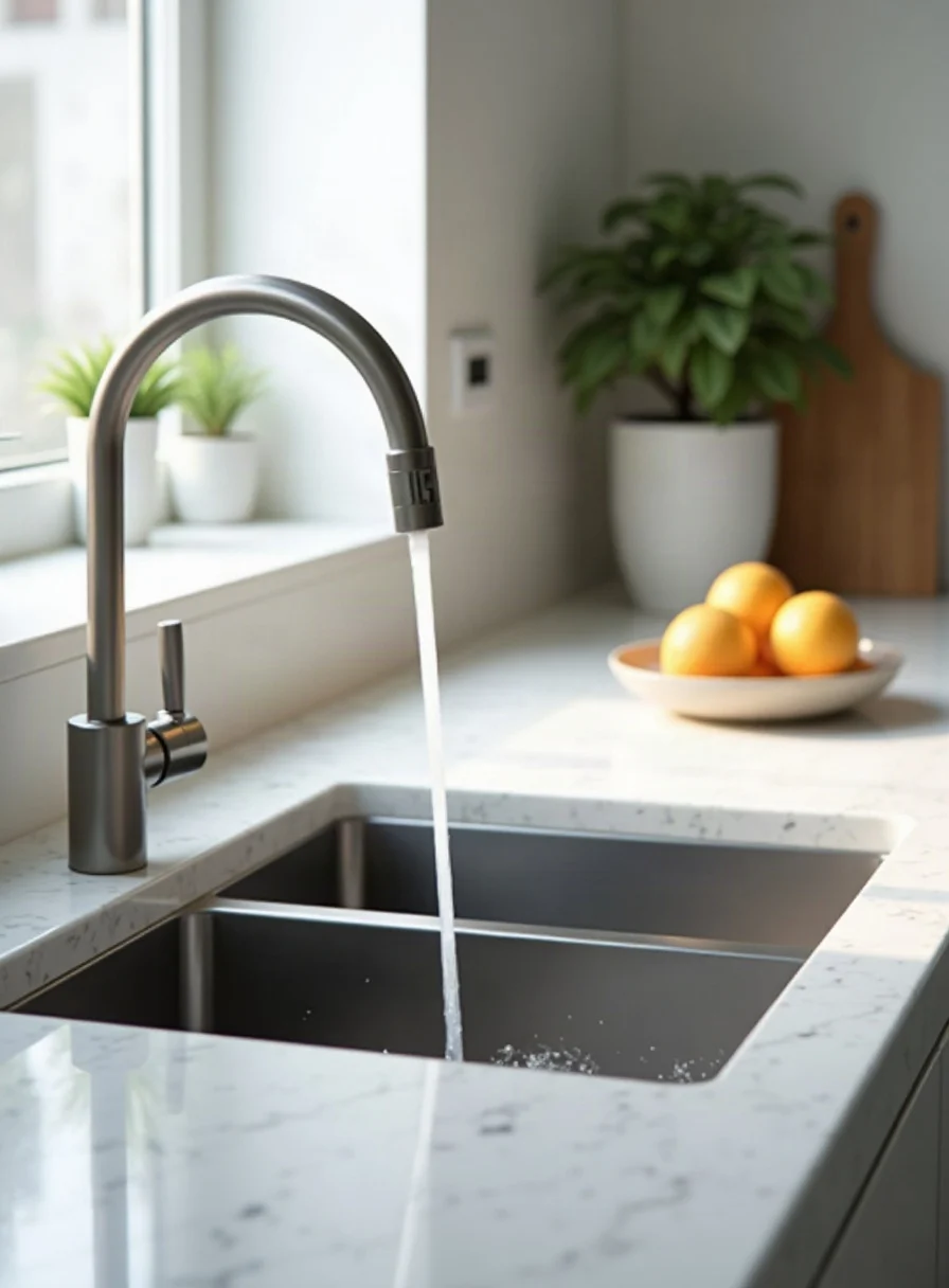 A clean kitchen sink drain