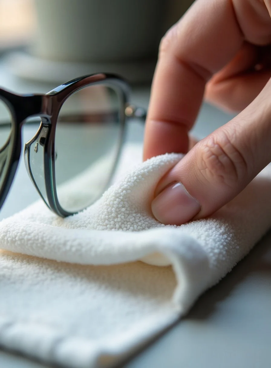 Cleaning glasses with a cloth