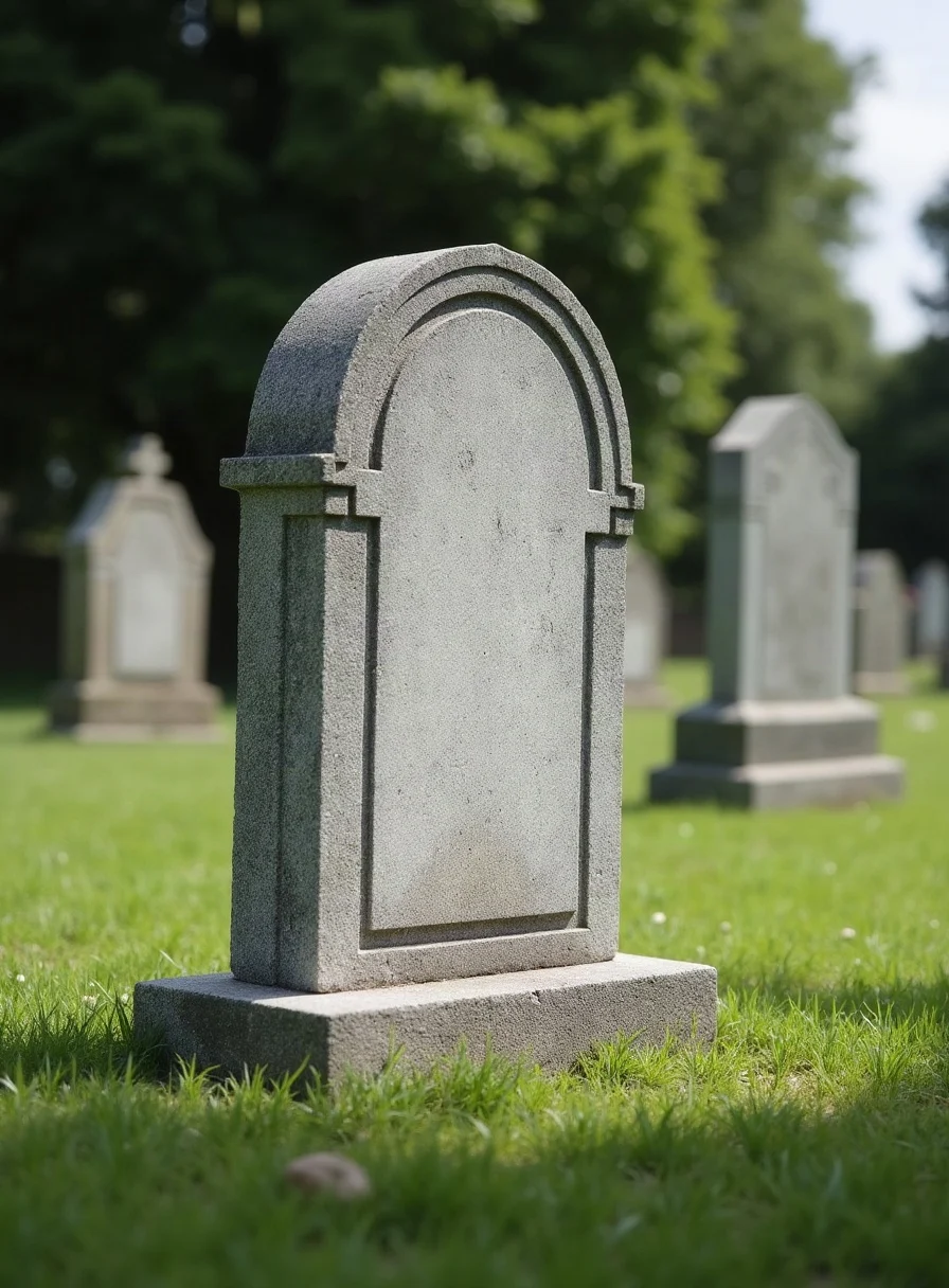 A clean headstone in a churchyard
