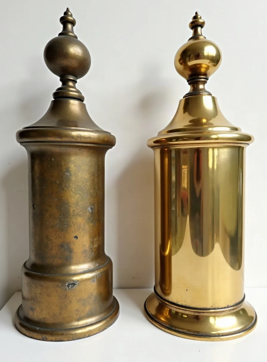 Corroded brass before and after cleaning