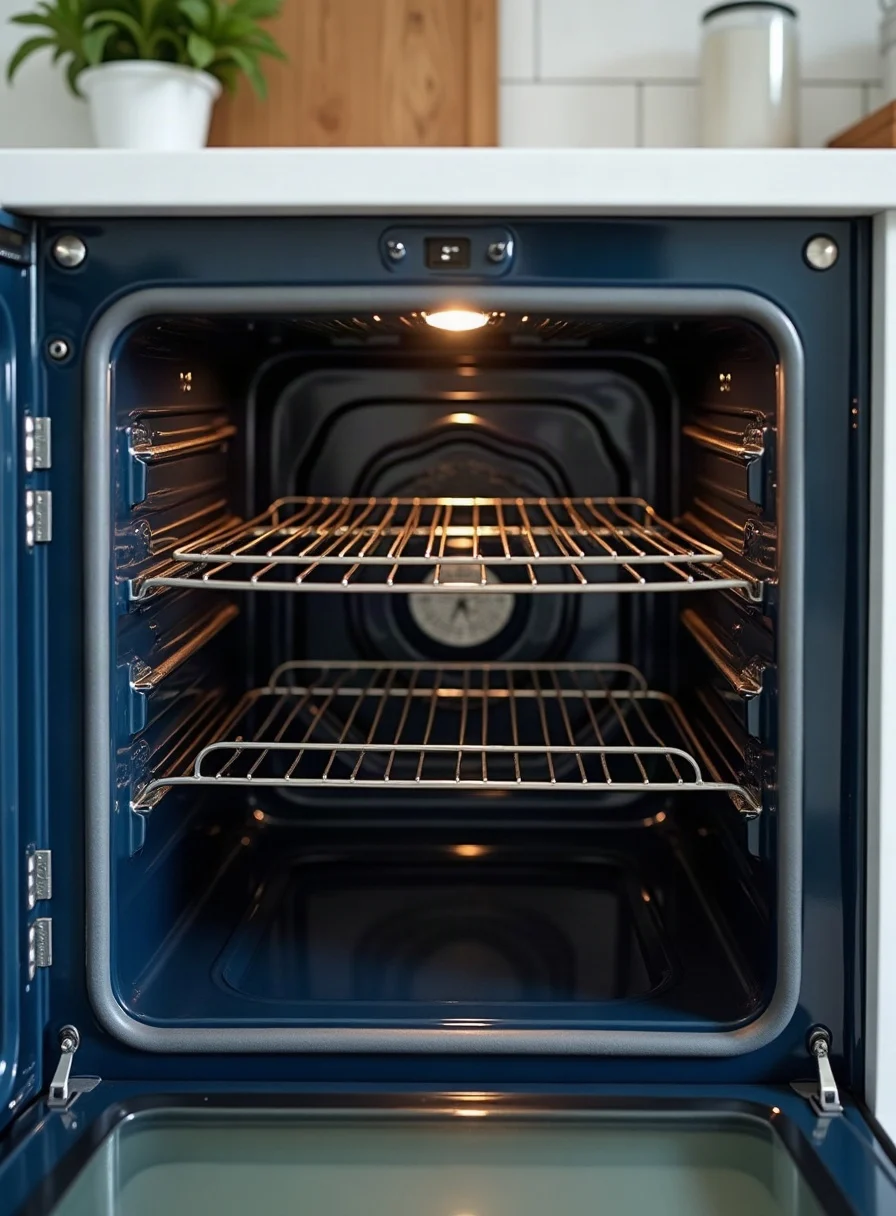 Clean wire oven racks inside an oven