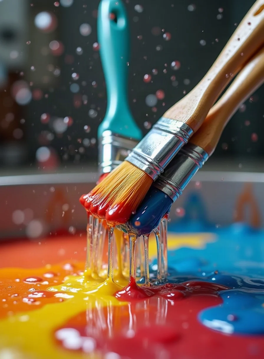 Cleaning paint brushes under water
