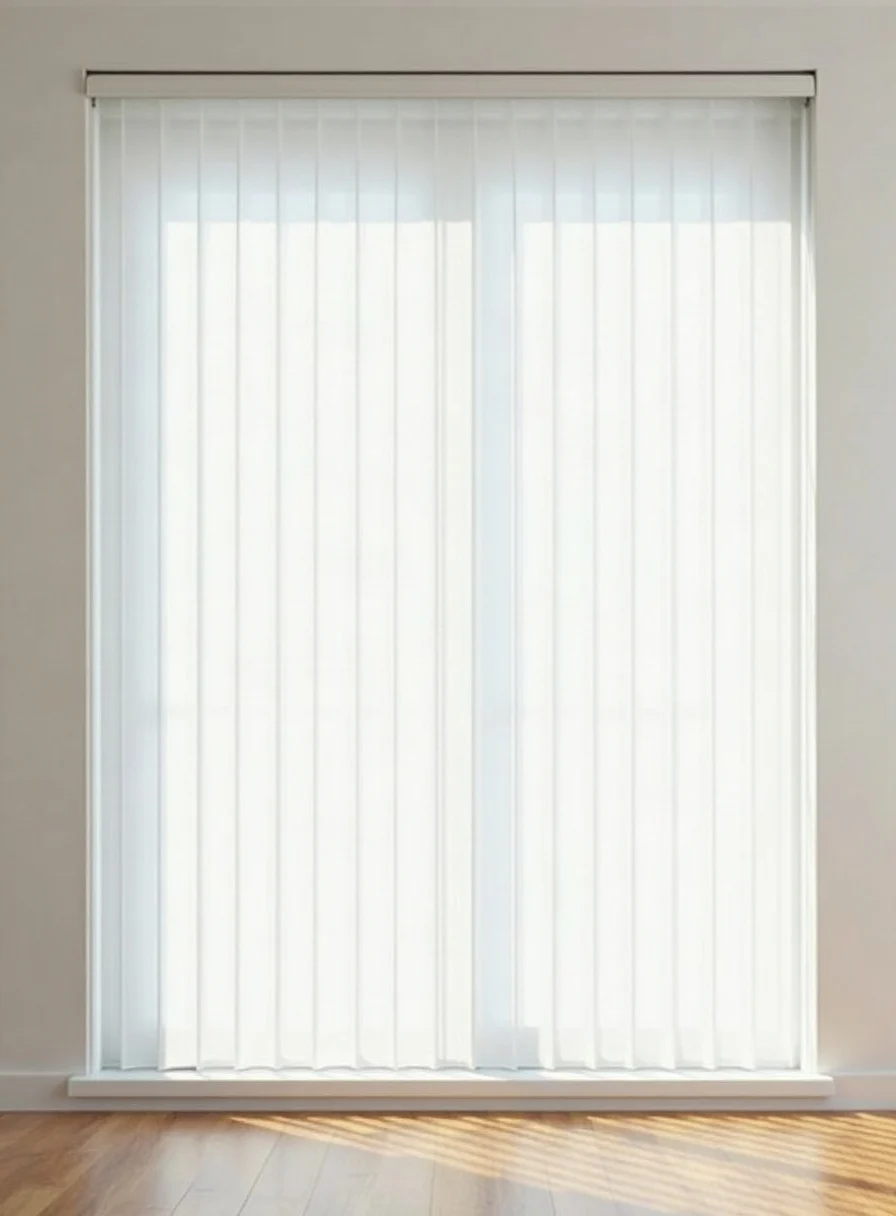 Clean white PVC vertical blinds