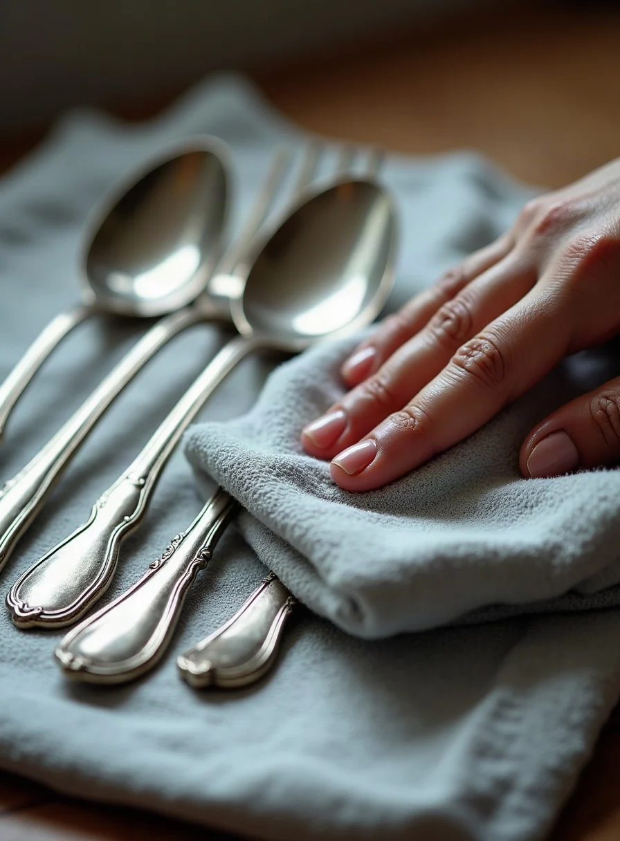 Polishing tarnished silver