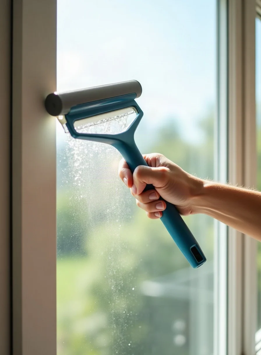 Squeegeeing a window streak free