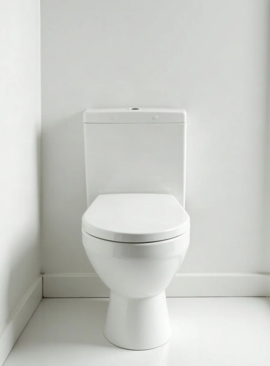A clean toilet with the lid closed