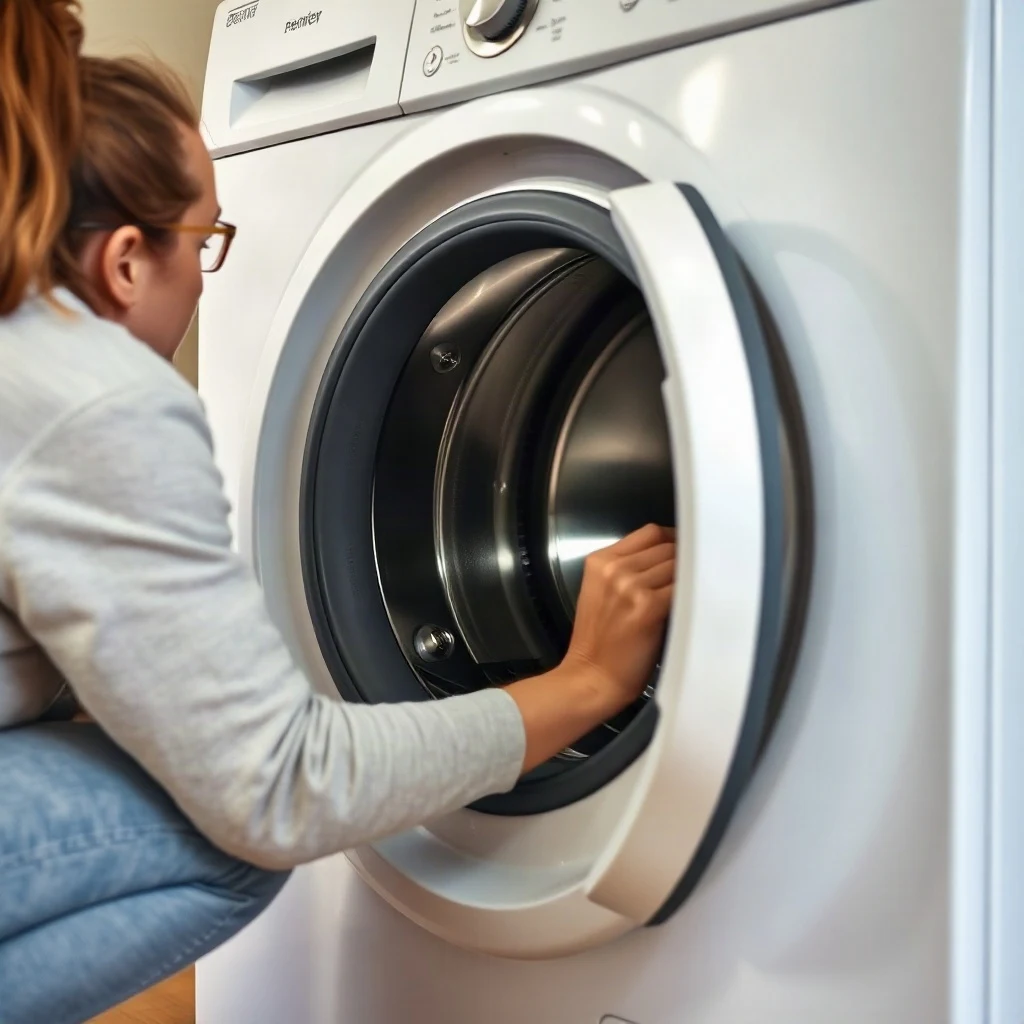 Checking a washing machine door seal and lock for debris and damage