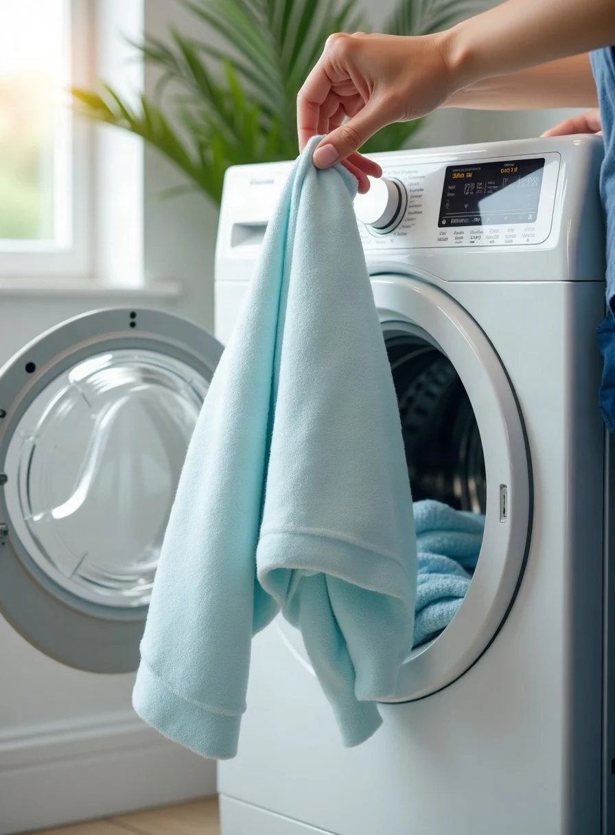 Loading a washing machine with laundry