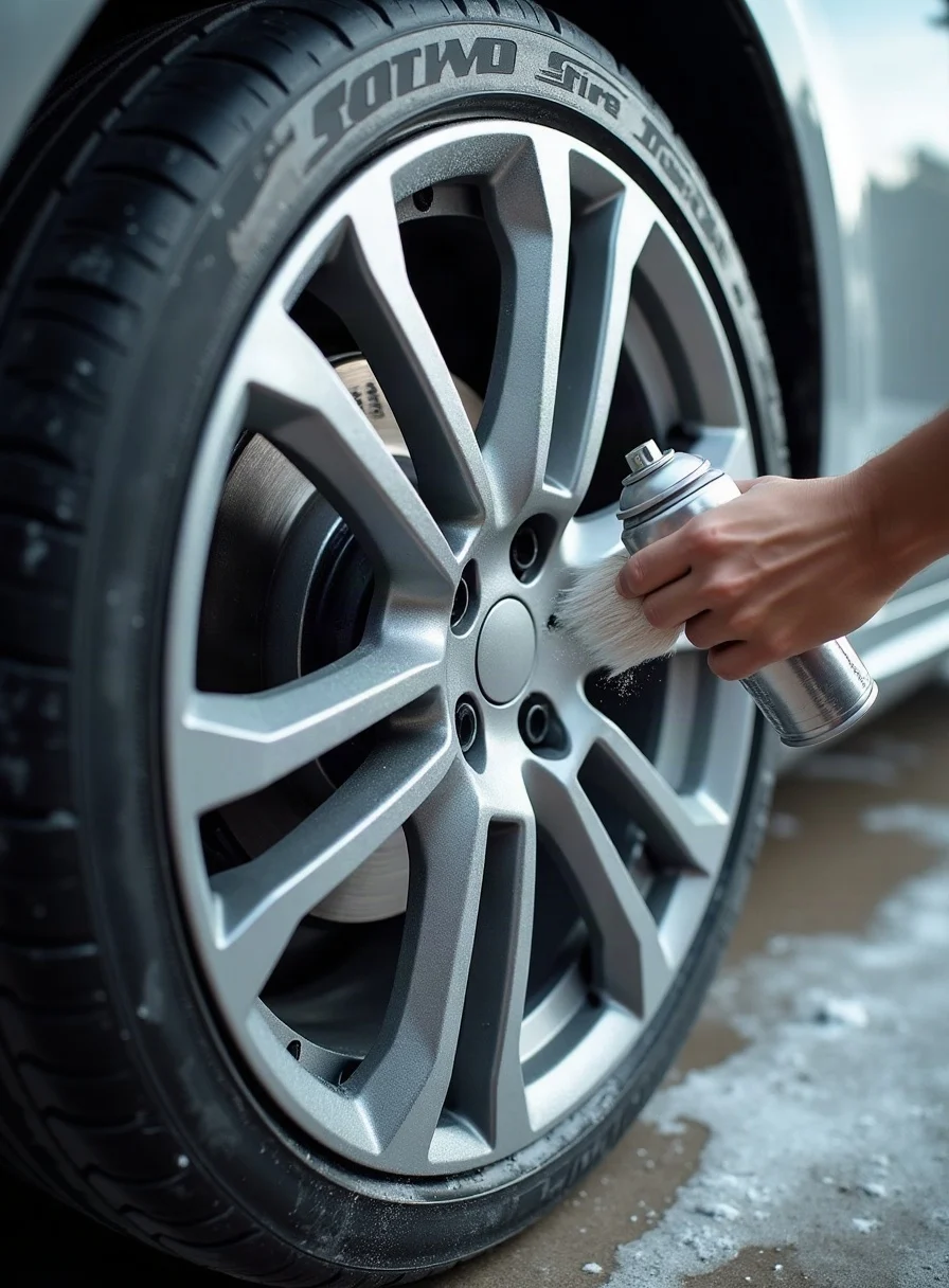 Cleaning brake dust off a wheel