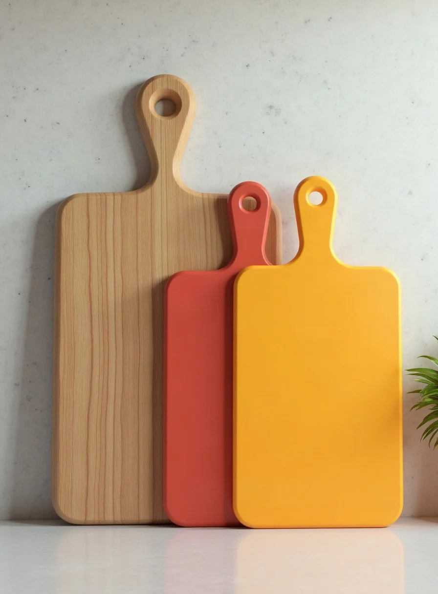 Wood and plastic chopping boards